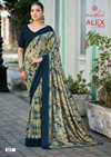 Black Vichitra By Kashvi Black Vichitra Printed Uniform Saree